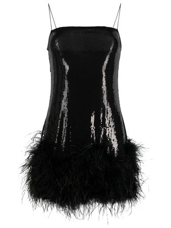 Atu Body Couture Sequinned feather-trim Mini Dress - Farfetch