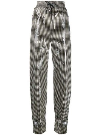 shiny gingham trousers