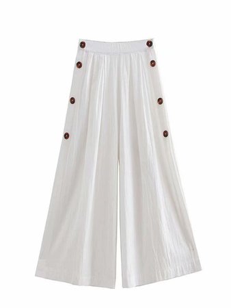Casual White Wide Legs Pants for Women - Newchic