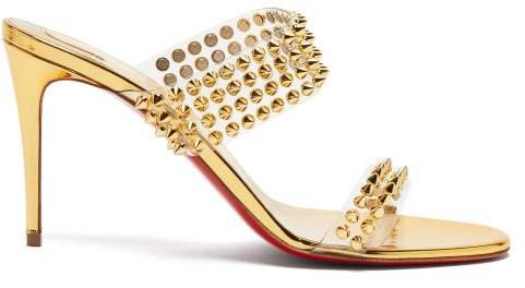Spikes Only 85 Mirrored Leather Sandals - Womens - Gold