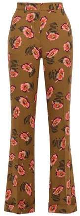Floral-print Twill Flared Pants