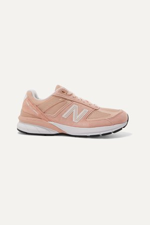 Baby pink 990 suede, mesh and leather sneakers | New Balance | NET-A-PORTER