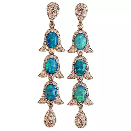 Edwardian Style of Opal and Diamond Earrings For Sale at 1stDibs | edwardian style earrings