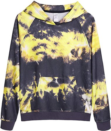 G4Free Womans Hoodies Tops Tie Dye Print Long Sleeve Pullover Sweatshirts with Pockets Tunic Top Casual Work Sports Wear (Yellow-Grey Tie Dye, XL) at Amazon Women’s Clothing store
