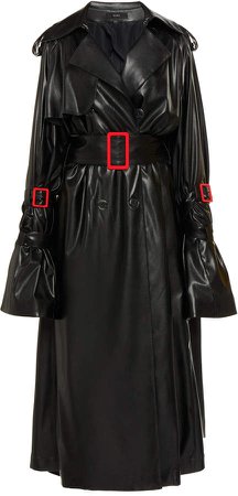Ellery Maximus Faux Leather Trench Coat Size: 36