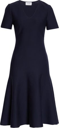 St. John collection V-Neck Milano Knit Fit & Flare Dress | Nordstrom