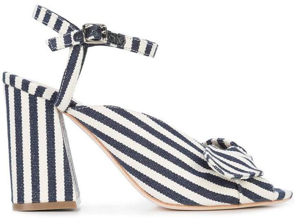 high heeled striped sandals