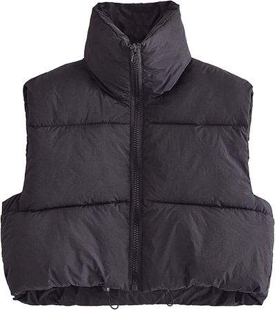Amazon.com: UANEO Womens Zip Up Stand Collar Sleeveless Padded Cropped Puffer Vest (Black, Medium) : Clothing, Shoes & Jewelry