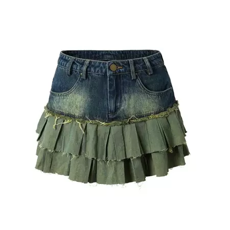 Y2k Distressed Denim Mini Skirt - Shoptery