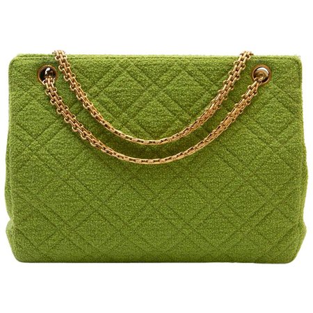 CHANEL Vintage Bag in Anise Green Terry Cloth For Sale at 1stdibs