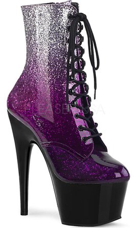 Pleaser - ADORE-1020OMB Silver-Purple Glittered Ombre Pat/Black - Buy Online Australia – Beserk