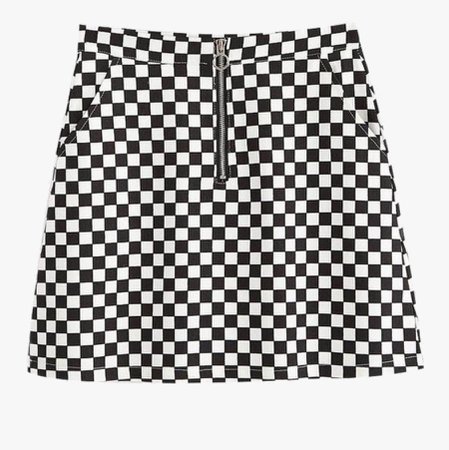 black and white checkered skirt