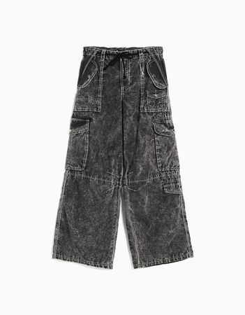 Faded straight fit multi-pocket pants - Pants - Women | Bershka