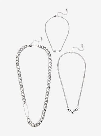 *clipped by @luci-her* Safety Pin Dice Chain Necklace Set