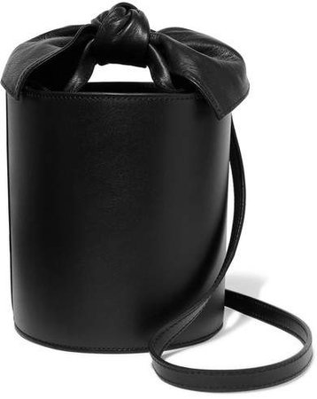 Sophie Mini Leather Bucket Bag - Black