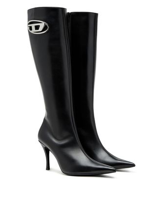 Women's D-Venus HBT - Leather boots with oval D plaque | D-VENUS HBT Diesel