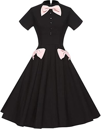 Amazon.com: GownTown Women's 50's Bowknot Swing Stretchy Dresses with Pockets: Clothing