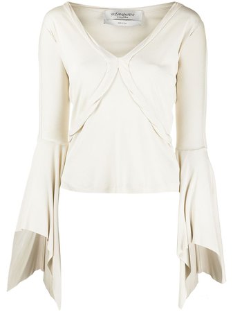 Yves Saint Laurent Pre-Owned flutter sleeve top - FARFETCH