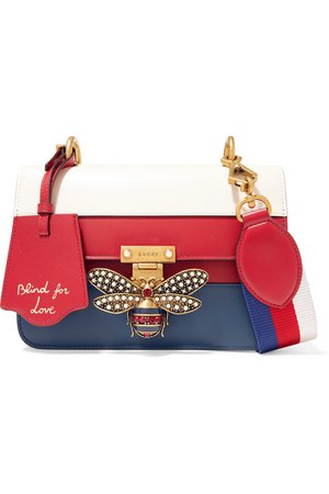 Gucci | Queen Margaret embellished color-block leather shoulder bag | NET-A-PORTER.COM