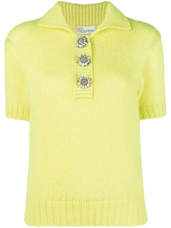 RED Valentino Crystal button-embellished Knitted Top - Farfetch