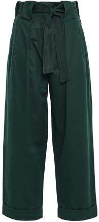 Belted Cotton-gabardine Wide-leg Pants