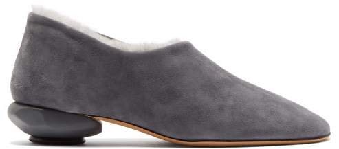 Gray Matters - Facile Shearling Lined Suede Loafers - Womens - Grey