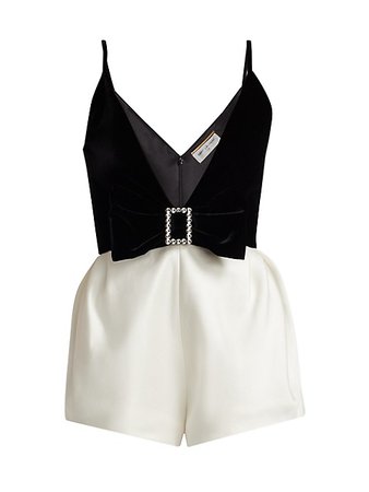 Shop Saint Laurent Embellished Velvet Short Jumpsuit | Saks Fifth Avenue
