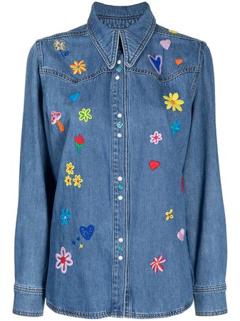 Mira Mikati embroidered denim shirt - FARFETCH