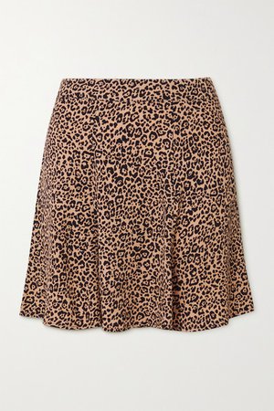 Net Sustain Flounce Leopard-print Crepe Mini Skirt - Black