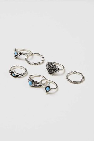 7-pack Rings - Silver-colored/turquoise - Ladies | H&M US