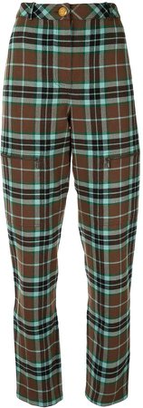 Pre-Owned plaid tapered trousers