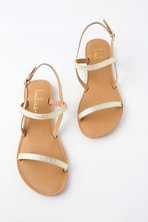 Cute Gold Slides - Slide Sandals - Elastic Slide Sandals