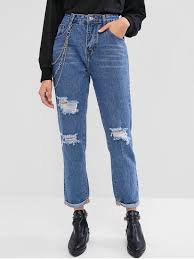 womens blue ripped jeans cuffed - Google Search