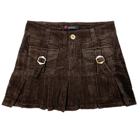 brown pleated corduroy mini skirt