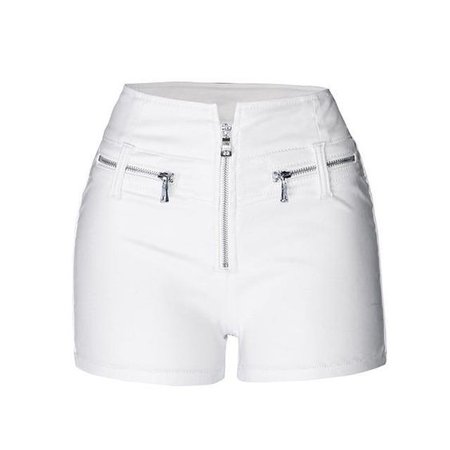 white leather zip shorts