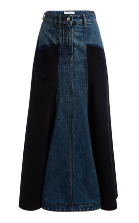 Denim And Wool Gabardine Midi Skirt By Chloé | Moda Operandi