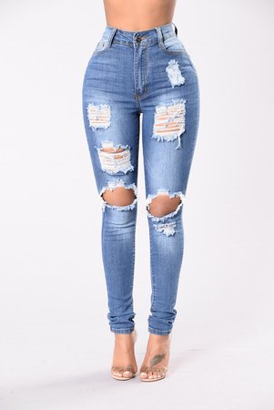 Say Yes To Distress Jeans - Medium Wash