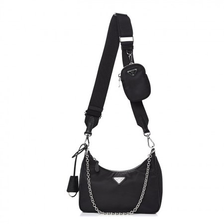 PRADA Nylon Re-Edition 2005 Shoulder Bag Black 518635