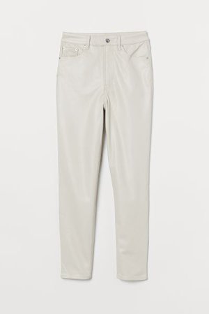 Faux Leather Pants - Powder beige - Ladies | H&M US