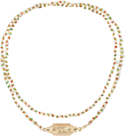 MARIE LICHTENBERG Locket convertible 9-karat gold, cord, pearl and diamond necklace
