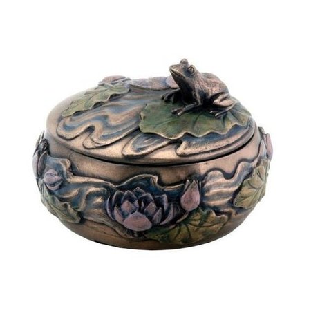 Frog Sitting on Lily Decoration Art Nouveau Design Jewelry Box ❤ liked on Polyvore