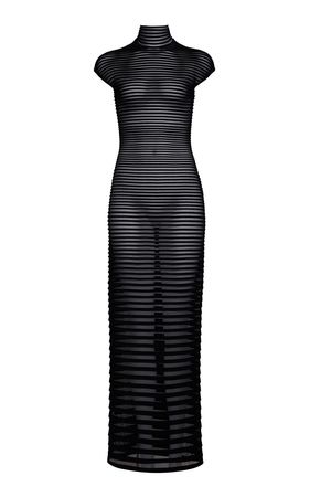 Open-Back Stripe-Knit Turtleneck Maxi Dress By Alaïa | Moda Operandi