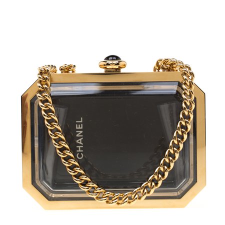 Buy Chanel Gold Premiere Plexiglass Minaudiere Clutch Bag 185095