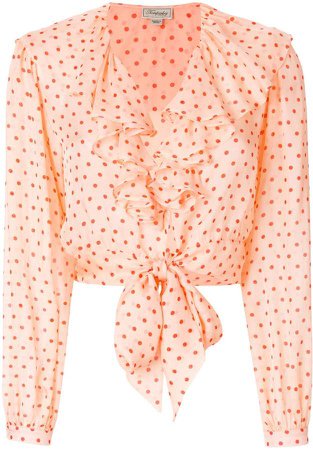 dot printed ruffle blouse