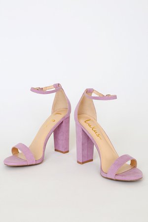 Sexy Lilac Suede Heels - Ankle Strap Heels - Single Sole Heel