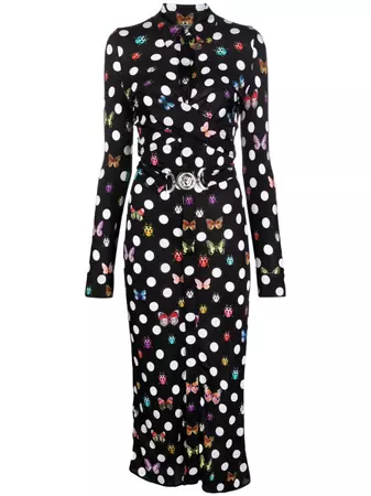 Versace x Dua Lipa Butterflies & Ladybugs Polka Dot-print Dress - Farfetch