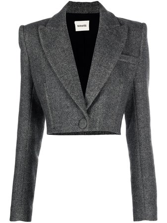 Shop KHAITE Lucille cropped wool blazer with Express Delivery - FARFETCH