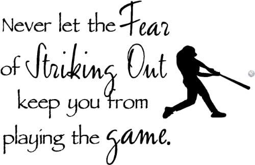 Amazon.com: Sticker Perfect Never let The Fear of Striking Out Keep You from Playing The Game with Colored Baseball Inspirational Home Vinyl Wall Decals Sayings Art Lettering: Home Improvement