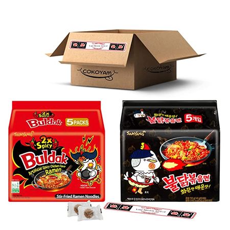 Amazon.com : Samyang Top Two Spicy Chicken Hot Ramen noodle Buldak Variety 10 pack (5 each:Hek Nuclear,Original) : Grocery & Gourmet Food