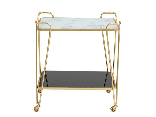 Glass and steel drinks trolley WEST COAST By KARE Design